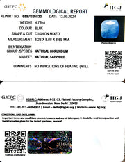 4.78/CT Natural Blue Sapphire with Govt Lab Certificate-4551